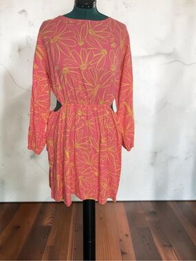 Universal Thread Pink and Yellow Floral Long Sleeve Dress P:22” L:36”